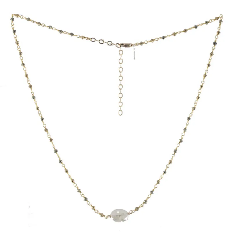 Pyrite and Moonstone Choker Necklace sold by Peggy Li Creations