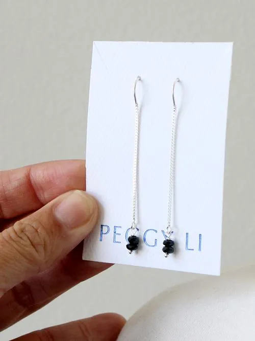 Black Spinel Threader Earrings sold by Peggy Li Creations product image thumbnail 2