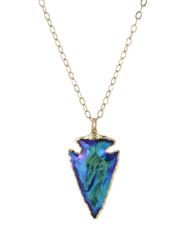 Galactic Blue Arrowhead Necklace made by Peggy Li Creations