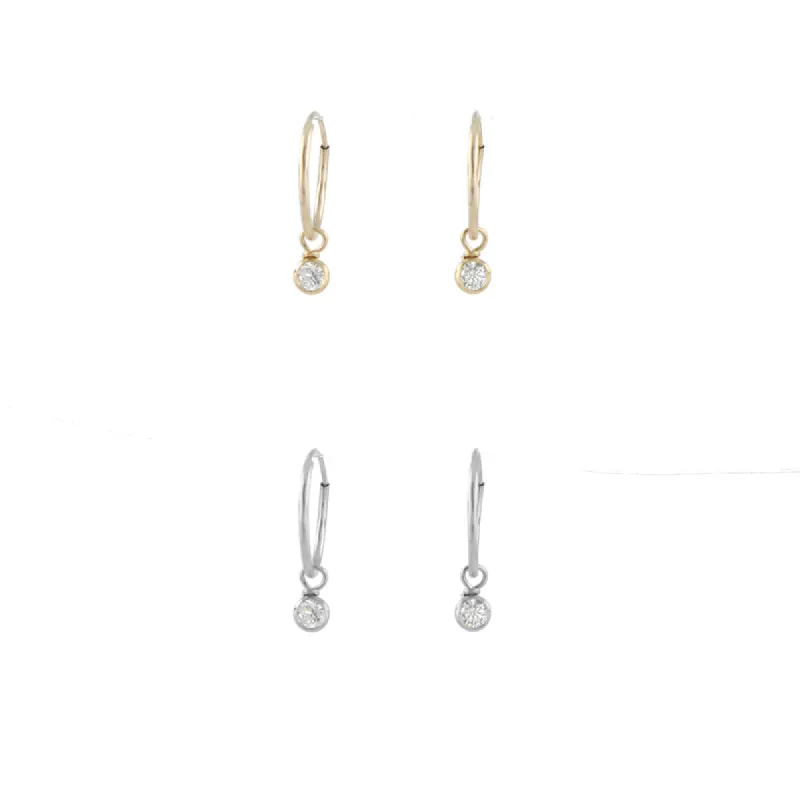 Huggie Hoop Crystal Dangle Earrings sold by Peggy Li Creations