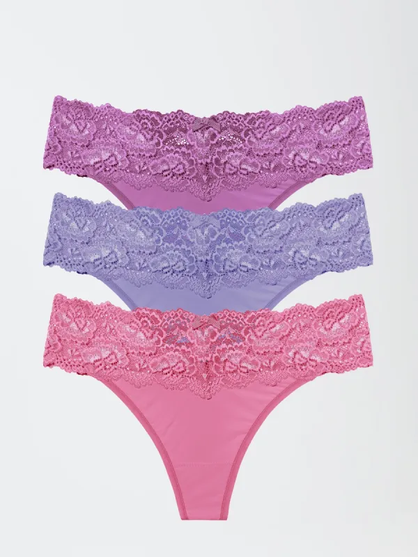 Goddess Lace Trim Thong 3 Pack sold by Skarlett Blue