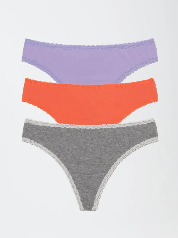 Adorned Hipster Cotton Thong 3-Pack - FINAL SALE sold by Skarlett Blue