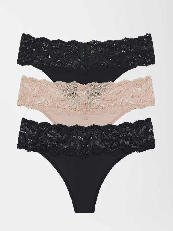 Goddess Lace Trim Thong 3-Pack sold by Skarlett Blue