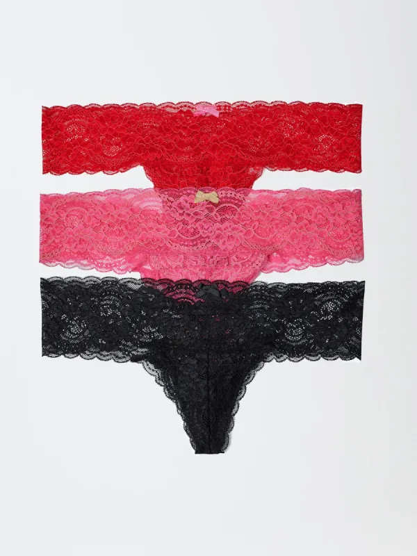 Obsessed Stretch Lace Thong 3-Pack - FINAL SALE made by Skarlett Blue