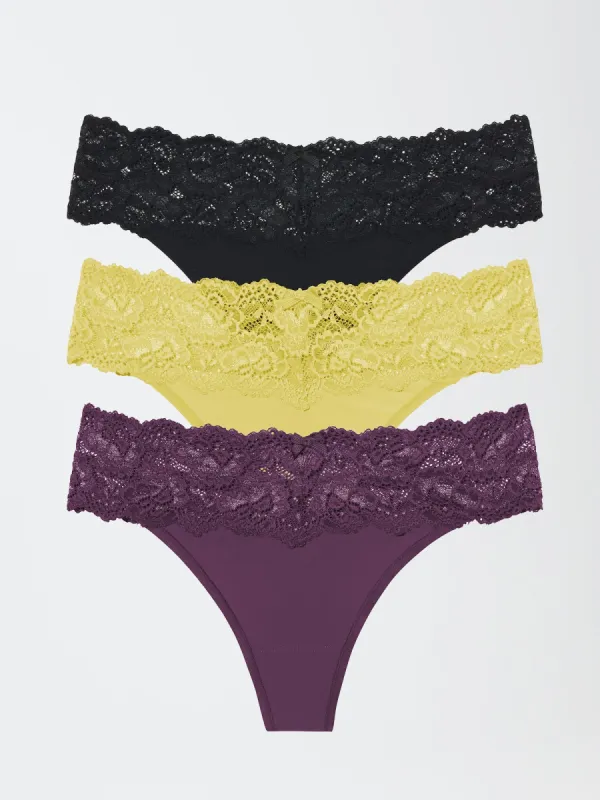 Goddess Lace Trim Thong 3-Pack - FINAL SALE sold by Skarlett Blue