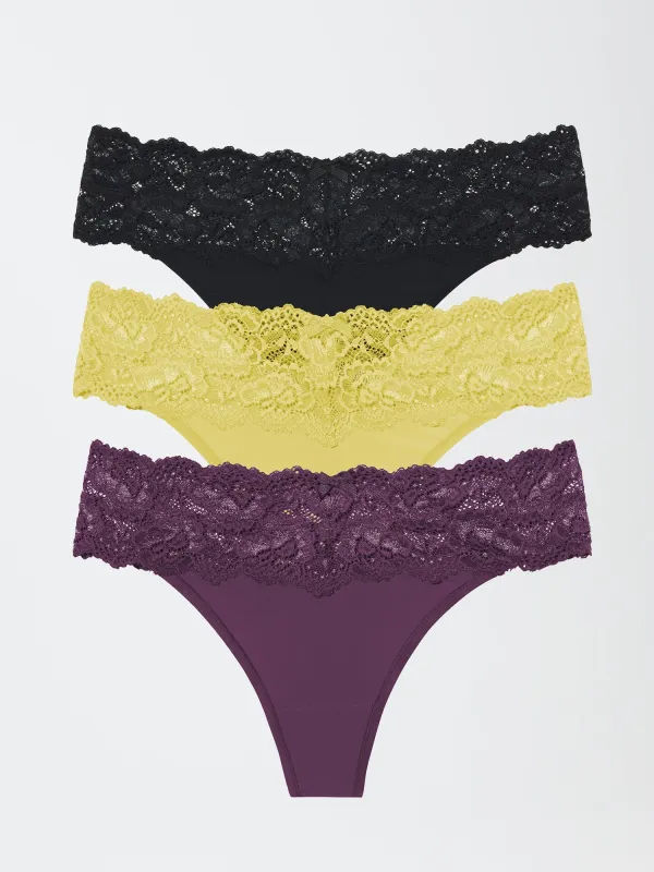 Goddess Lace Trim Thong 3-Pack - FINAL SALE sold by Skarlett Blue