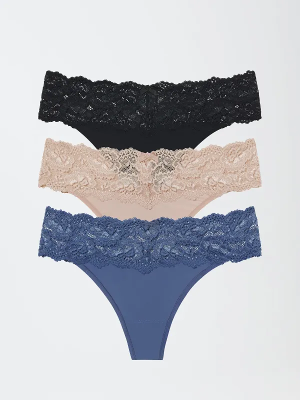 Goddess Lace Trim Thong 3-Pack - FINAL SALE sold by Skarlett Blue