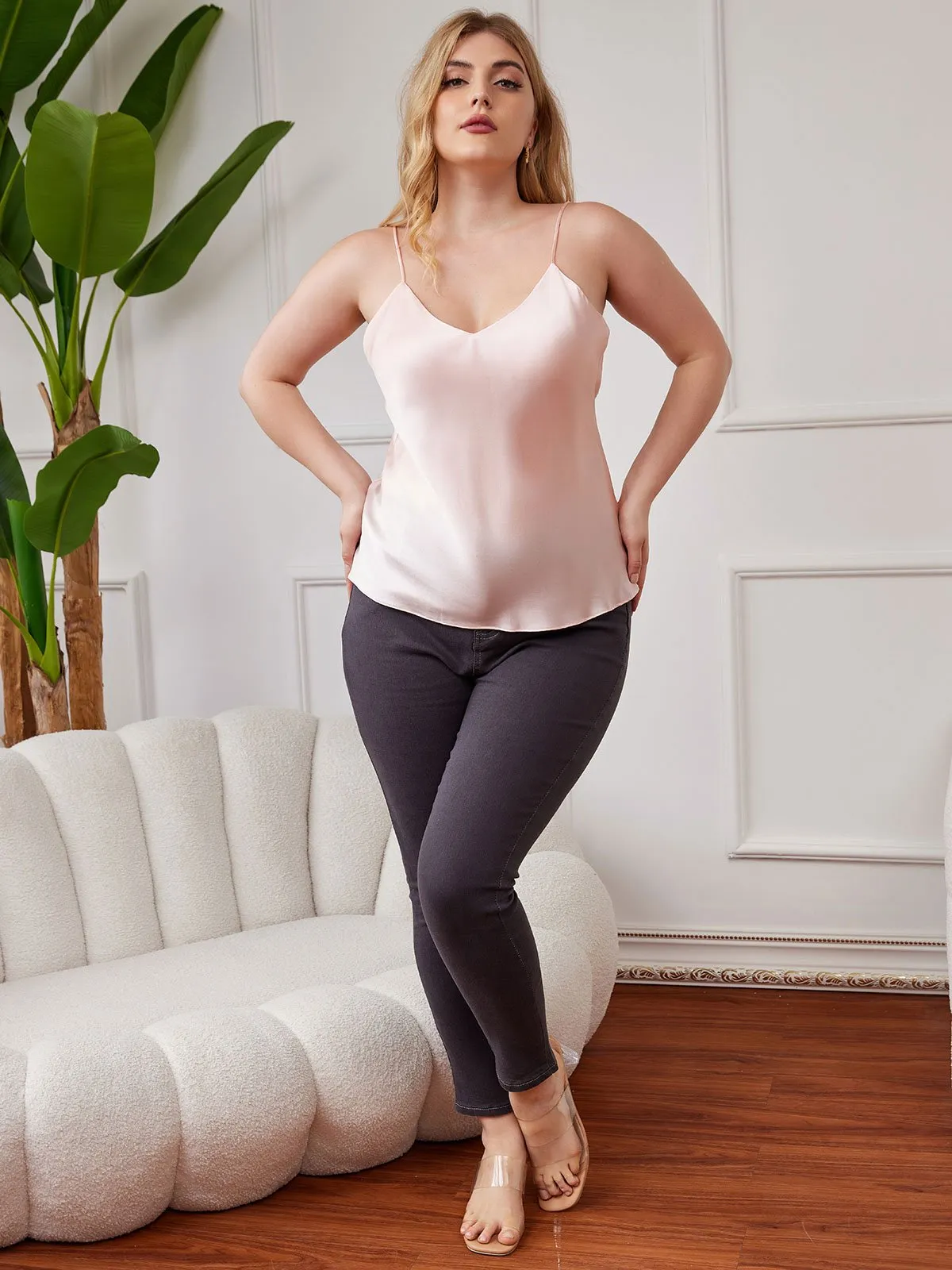 Pure Silk Spaghetti Strap Plus Size Camisole sold by SilkSilky product image thumbnail 4