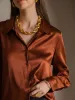 19Momme Silk Long Sleeve Lapel Collar Women's Shirt with Button Up Design sold by SilkSilky