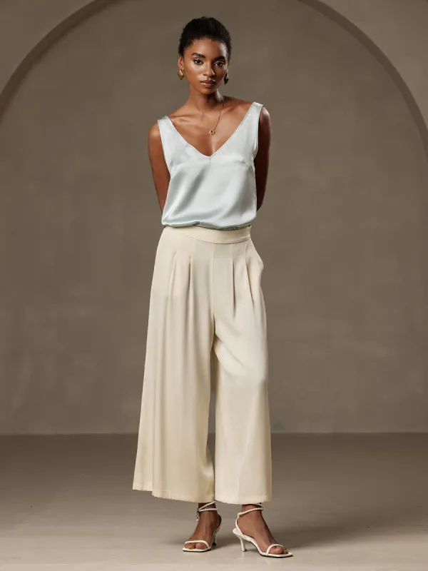 Silk Solid Color Smooth Wide Leg Pants sold by SilkSilky