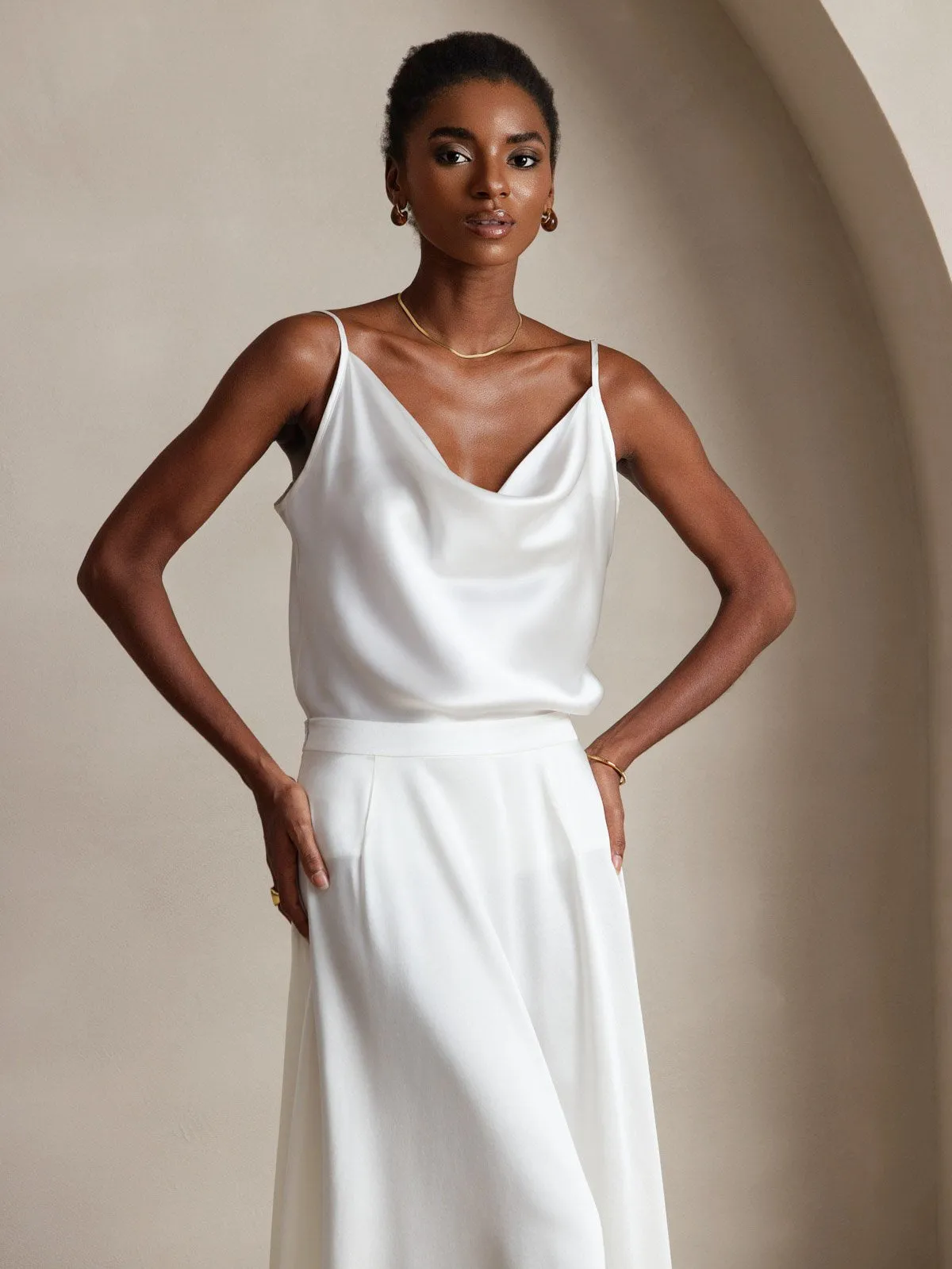 19Momme Silk Spaghetti Strap Cowl Neck Camisoles sold by SilkSilky product image thumbnail 4