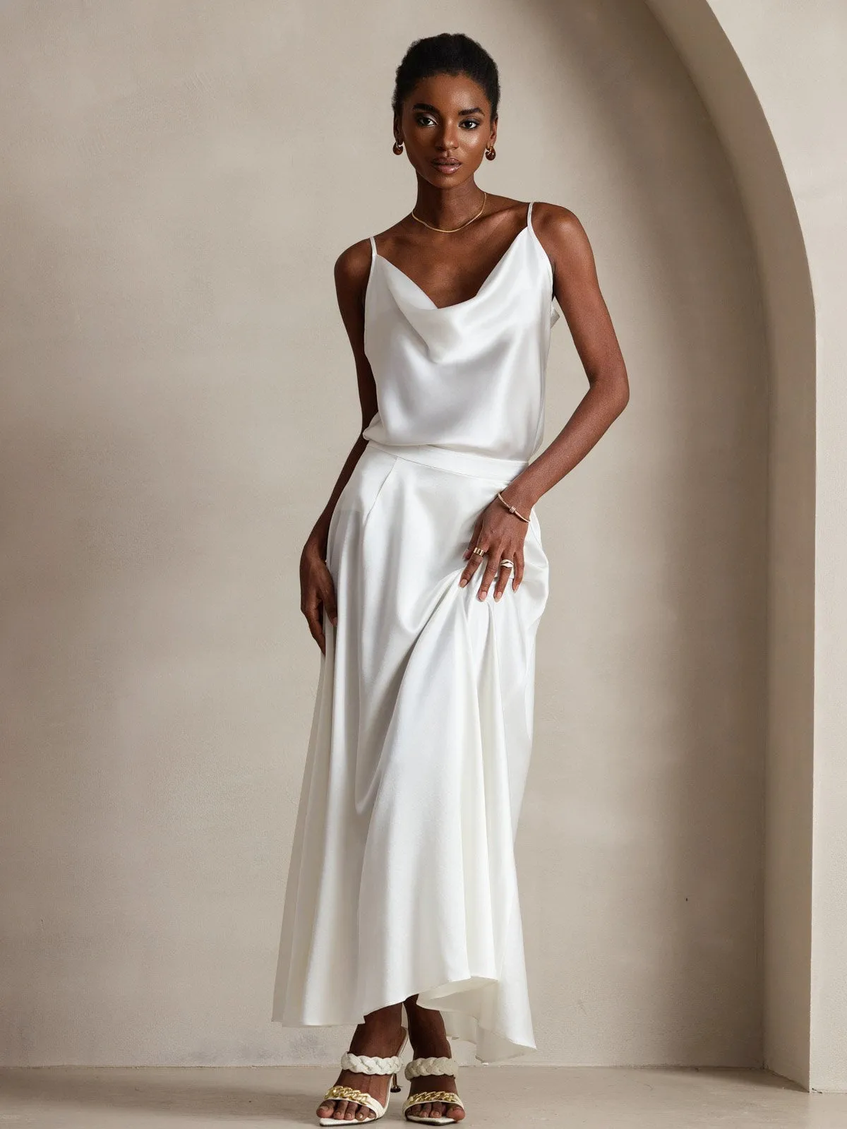 19Momme Silk Spaghetti Strap Cowl Neck Camisoles sold by SilkSilky