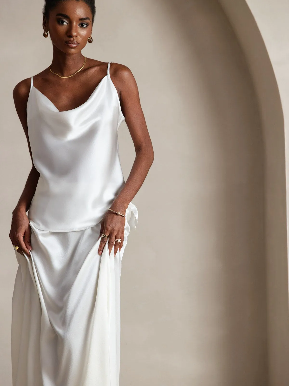 19Momme Silk Spaghetti Strap Cowl Neck Camisoles sold by SilkSilky product image thumbnail 3