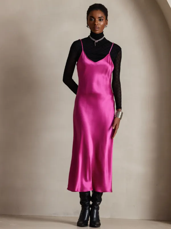 Spaghetti Strap Pure Silk Long Dress sold by SilkSilky