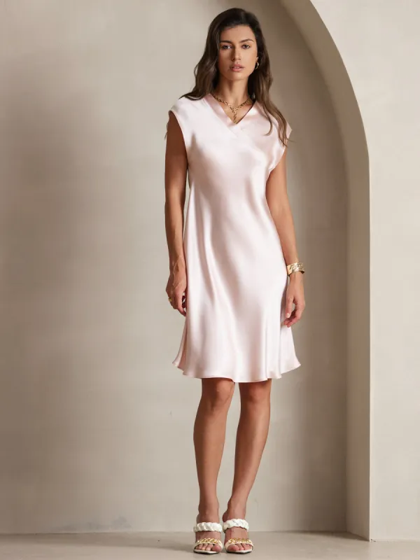 Pure Silk Elegant Cap Sleeve Dress sold by SilkSilky