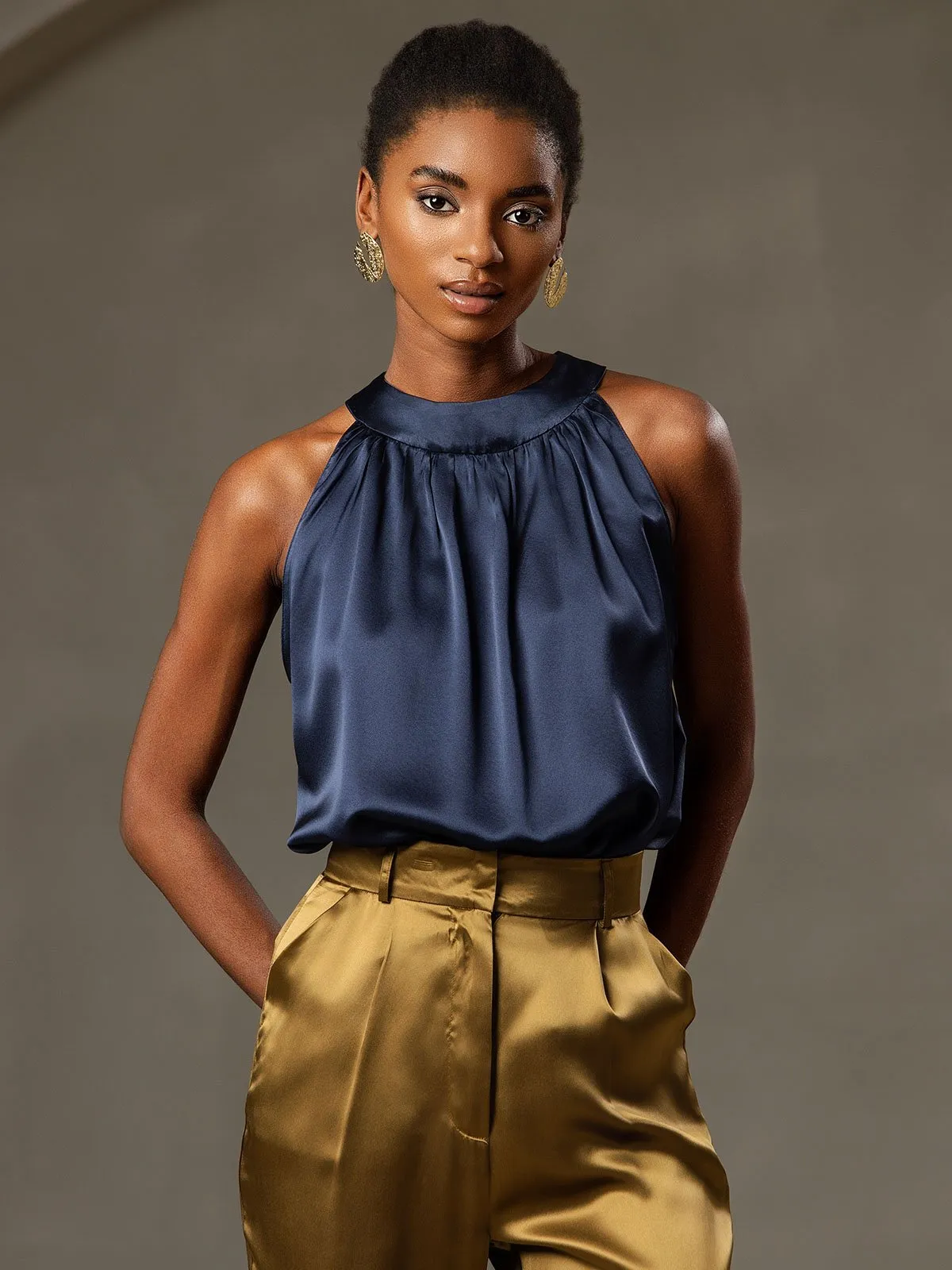 19Momme Silk Sleeveless Halter Neck Women's Top sold by SilkSilky product image thumbnail 3