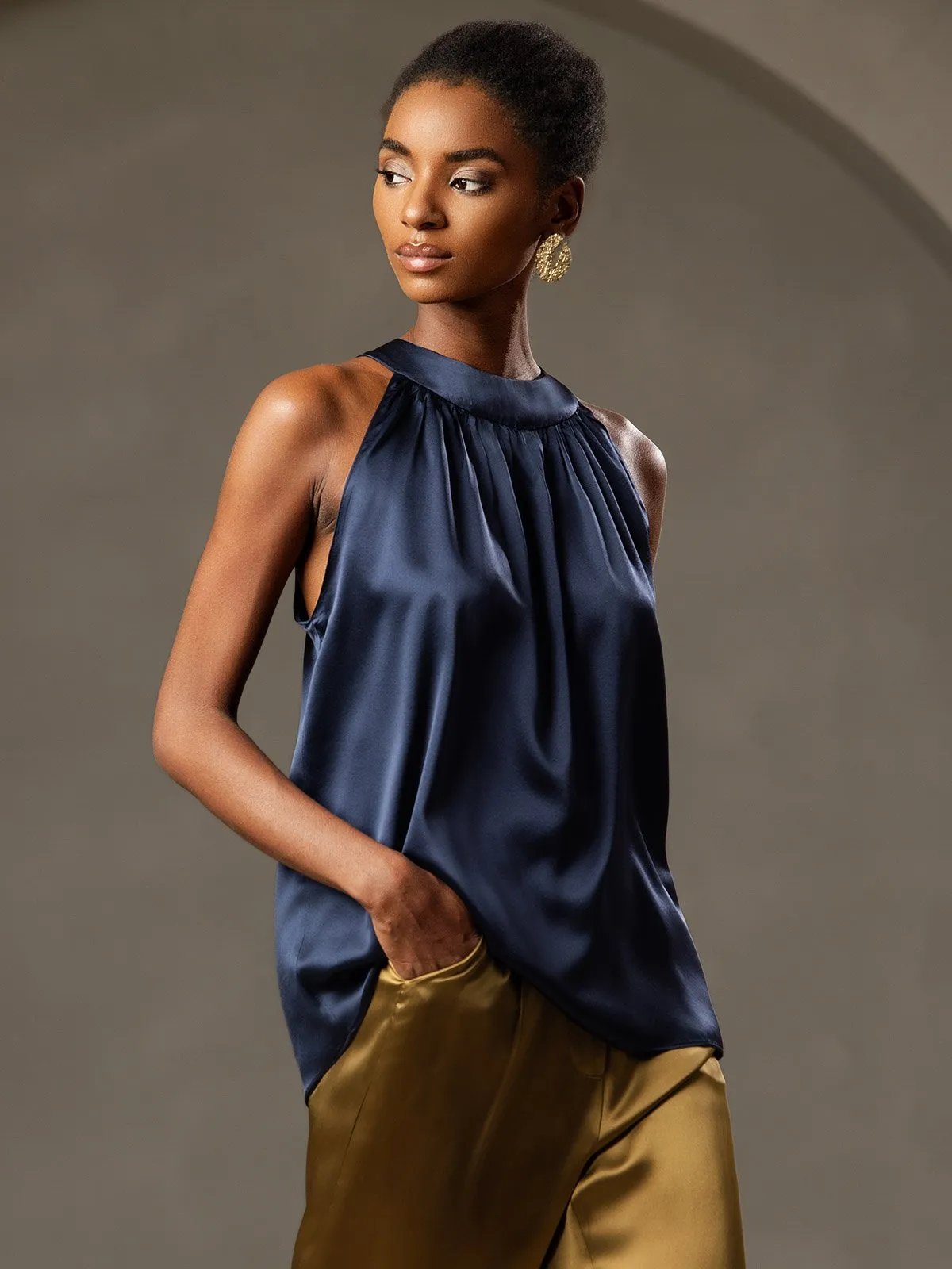 19Momme Silk Sleeveless Halter Neck Women's Top sold by SilkSilky