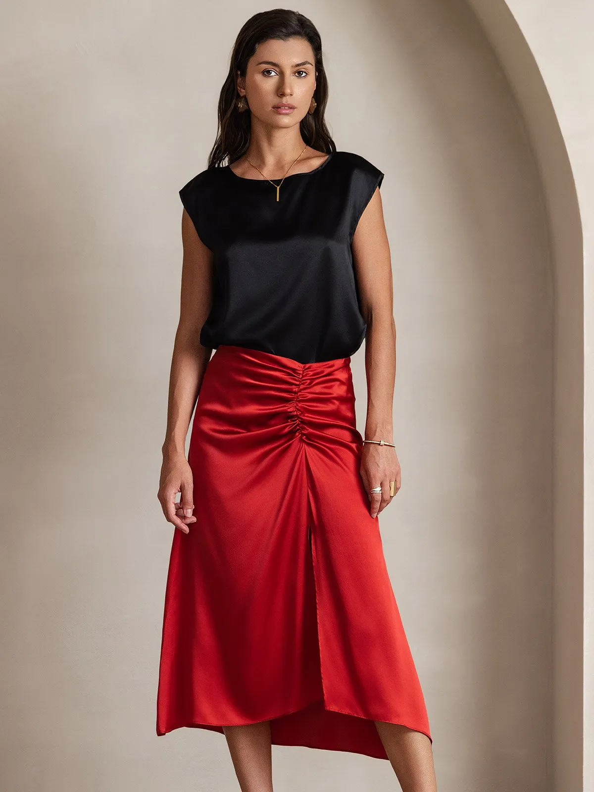 19Momme Silk Cap Sleeve Round Neck Women's Top sold by SilkSilky product image thumbnail 3