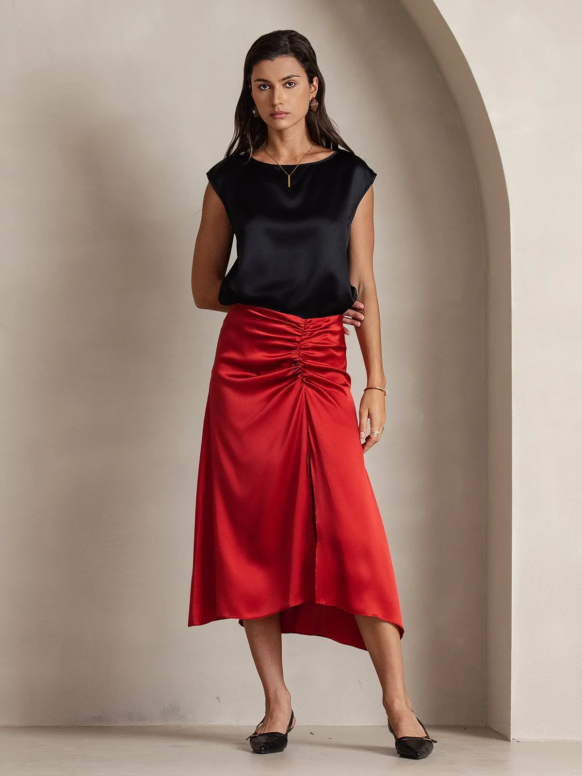 19Momme Silk Cap Sleeve Round Neck Women's Top sold by SilkSilky product image thumbnail 5