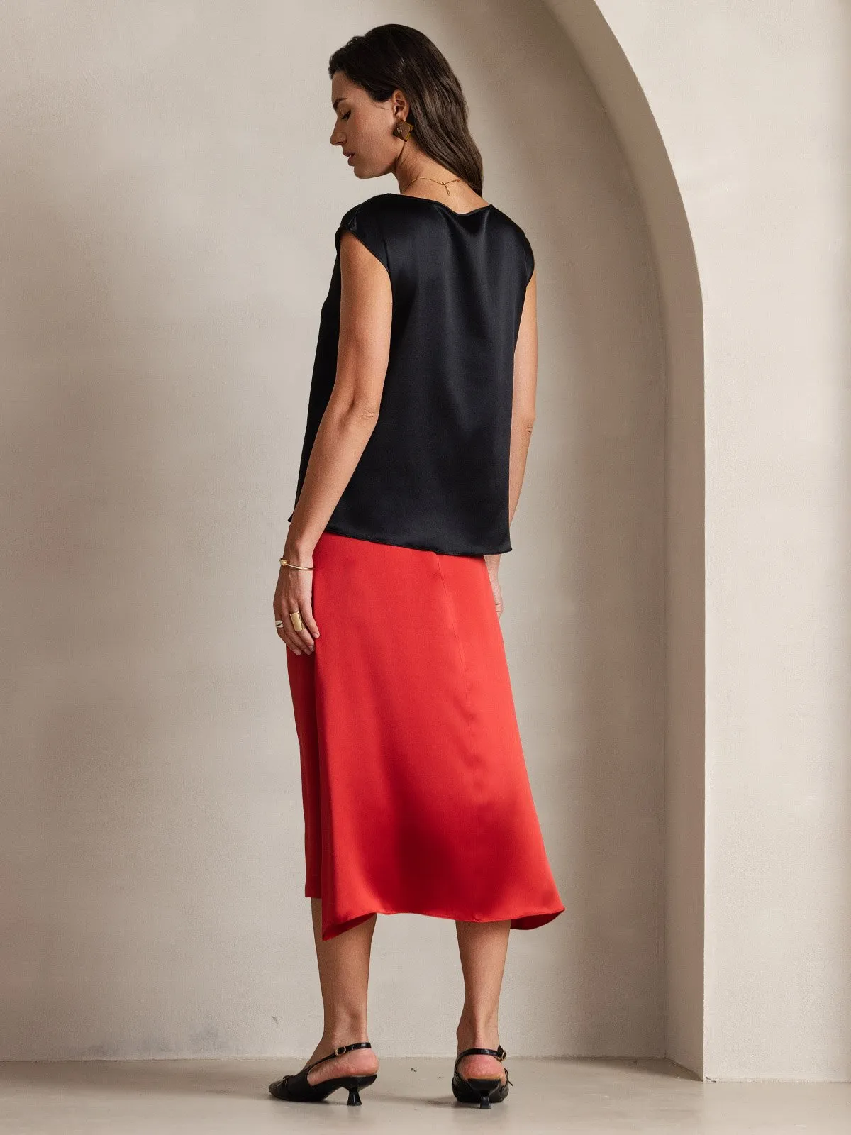 19Momme Silk Cap Sleeve Round Neck Women's Top sold by SilkSilky product image thumbnail 2