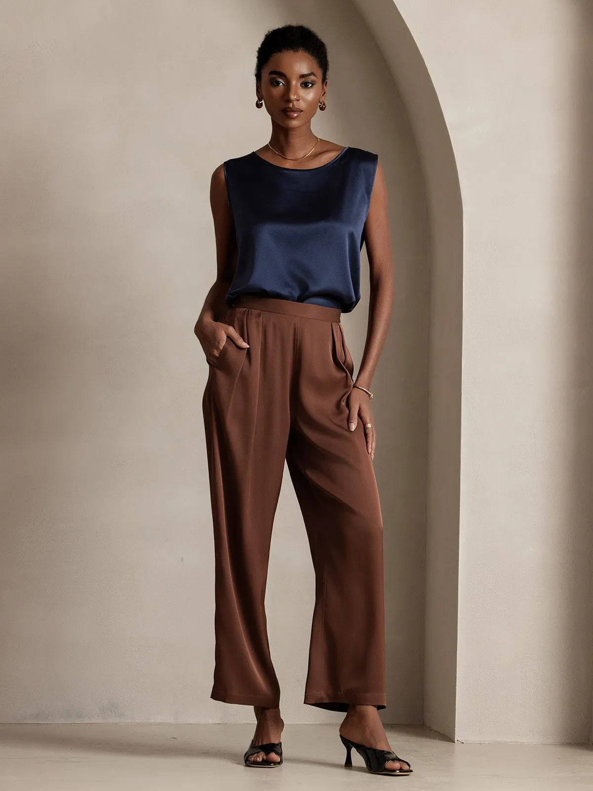 19Momme Silk Sleeveless Round Neck Women's Tank Top sold by SilkSilky product image thumbnail 4