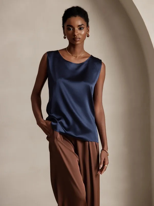 19Momme Silk Lounge Round Neck Tank Top sold by SilkSilky