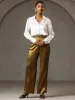 19Momme Silk High Waist Boot Cut Women's Pants sold by SilkSilky