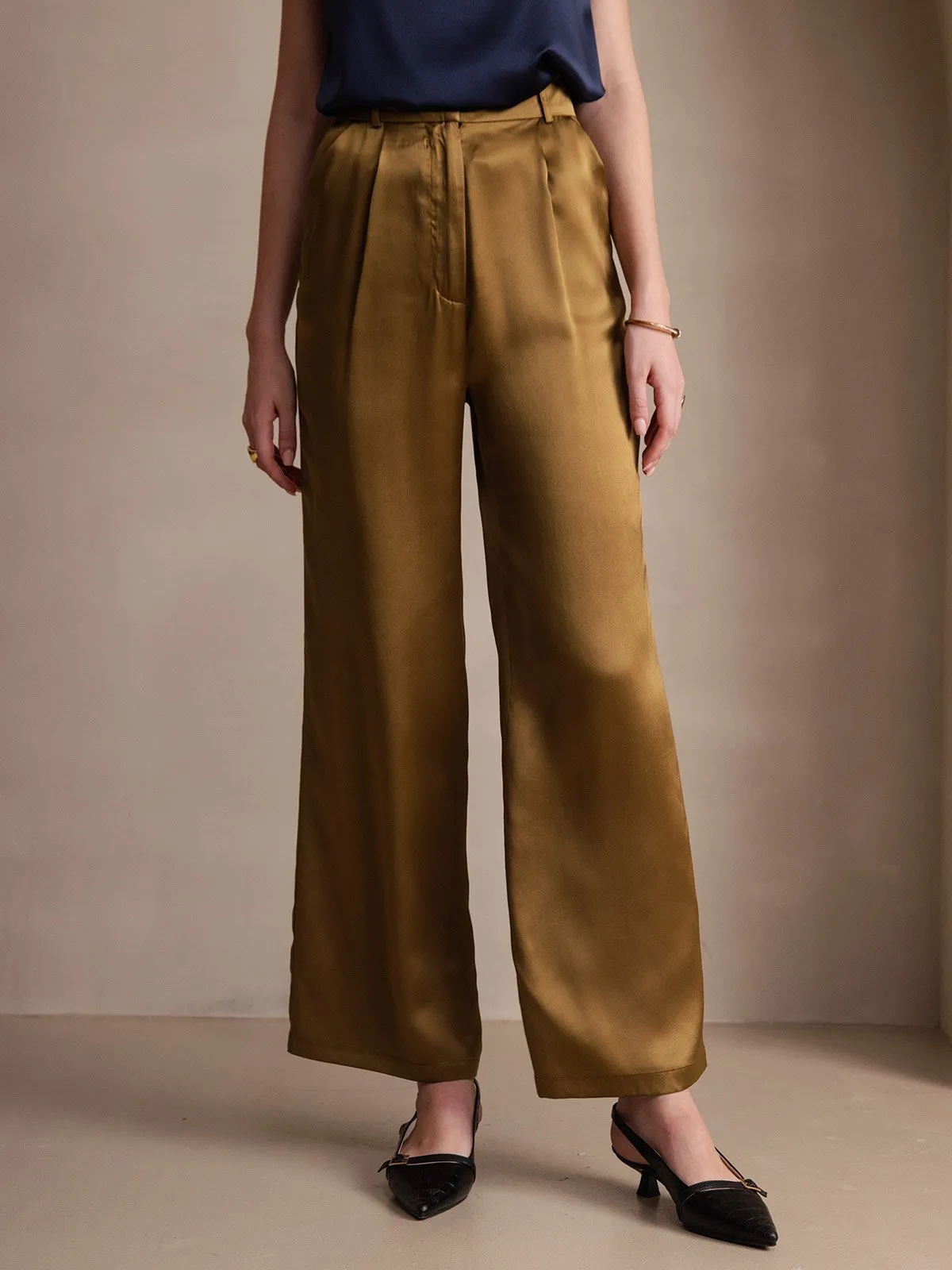 19Momme Silk High Waist Boot Cut Women's Pants sold by SilkSilky product image thumbnail 5