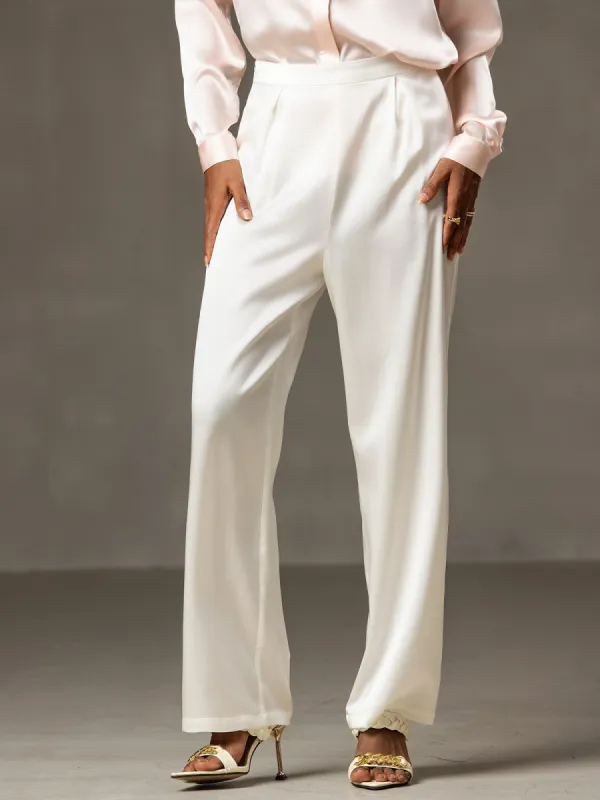 19Momme Silk High Waist Wide Leg Women's Pants sold by SilkSilky
