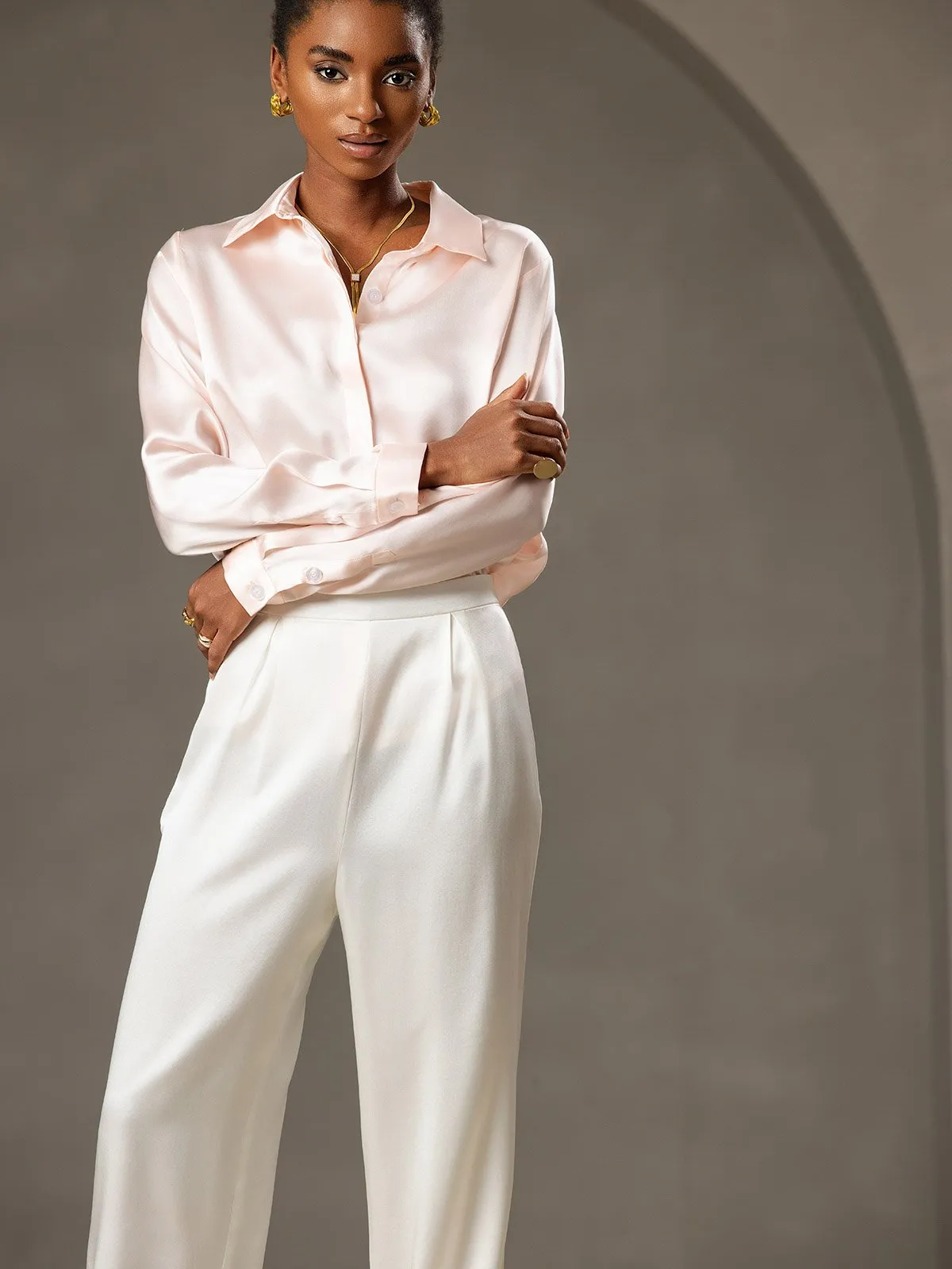 19Momme Silk High Waist Wide Leg Women's Pants sold by SilkSilky product image thumbnail 3