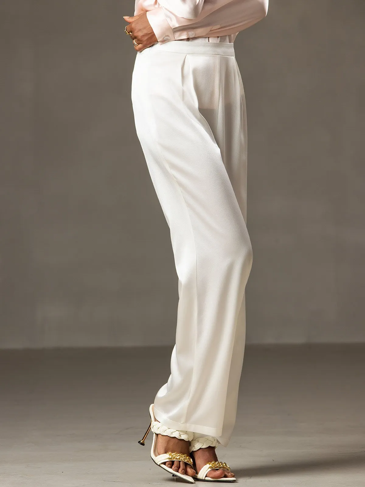 19Momme Silk High Waist Wide Leg Women's Pants sold by SilkSilky product image thumbnail 5