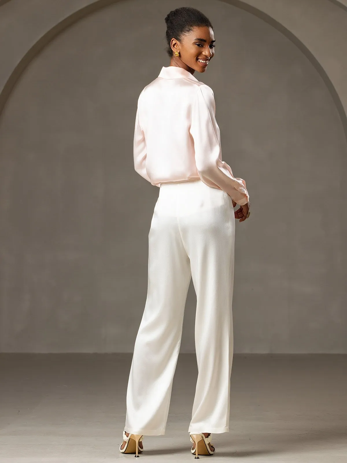 19Momme Silk High Waist Wide Leg Women's Pants sold by SilkSilky product image thumbnail 4