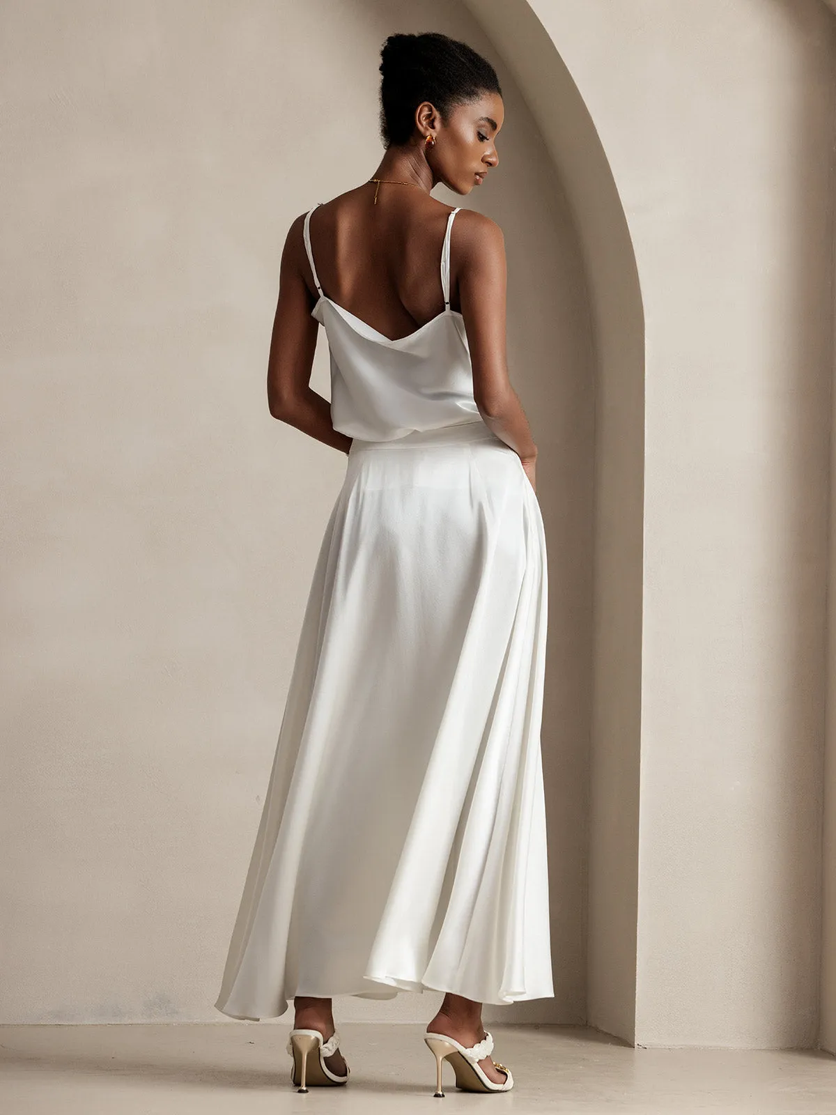 19Momme Silk A Line Maxi Skirt with Lining sold by SilkSilky product image thumbnail 2