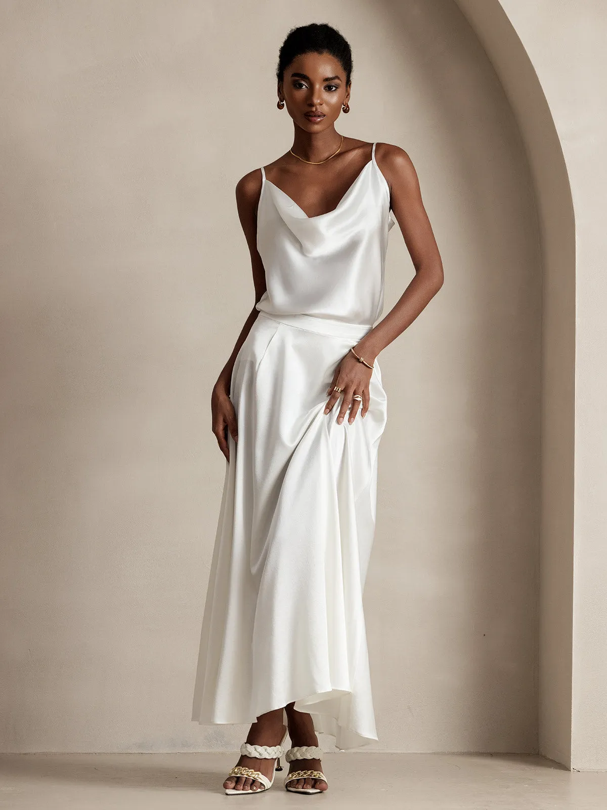 19Momme Silk A Line Maxi Skirt with Lining sold by SilkSilky product image thumbnail 4