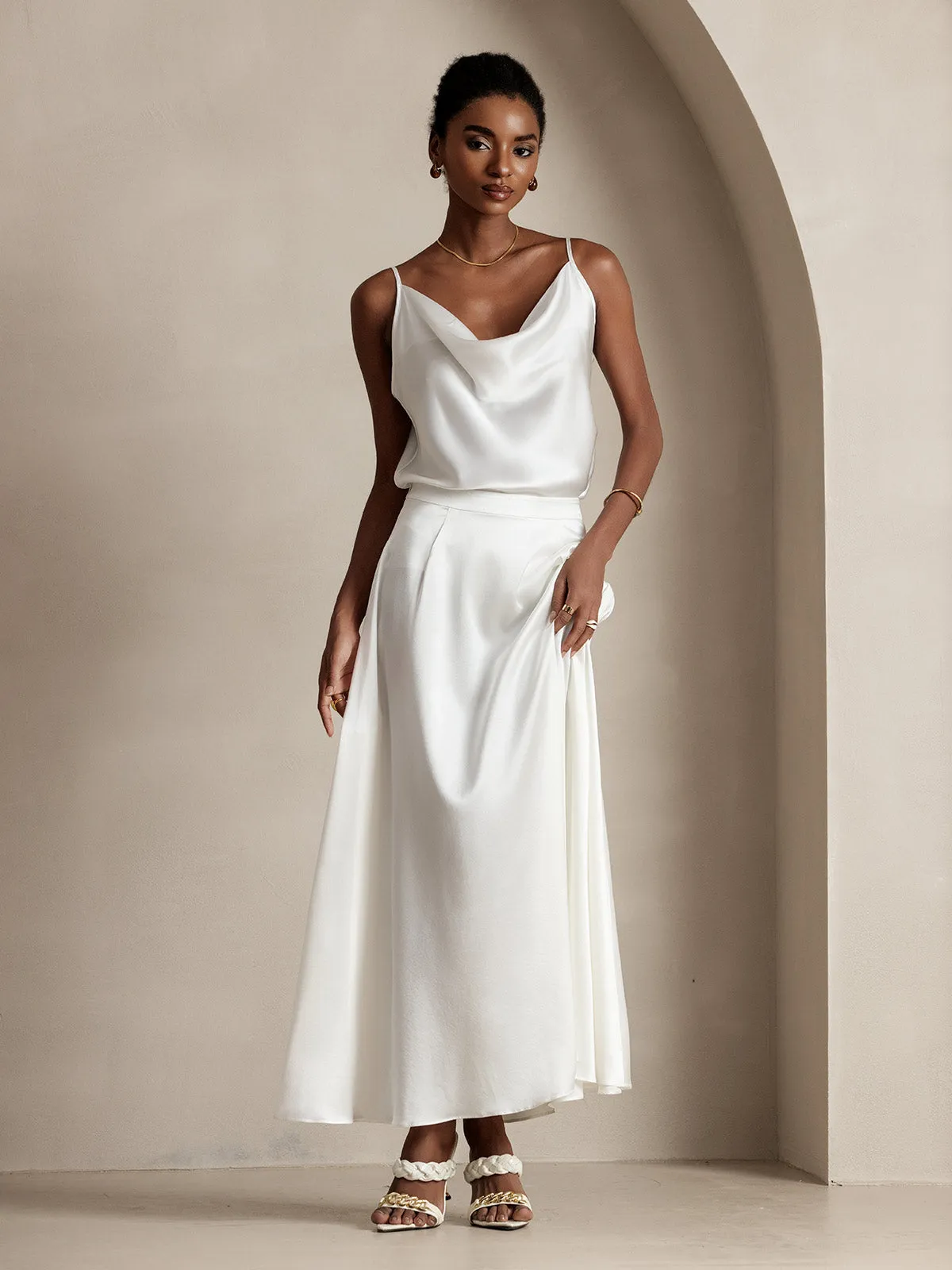 19Momme Silk A Line Maxi Skirt with Lining sold by SilkSilky product image thumbnail 5