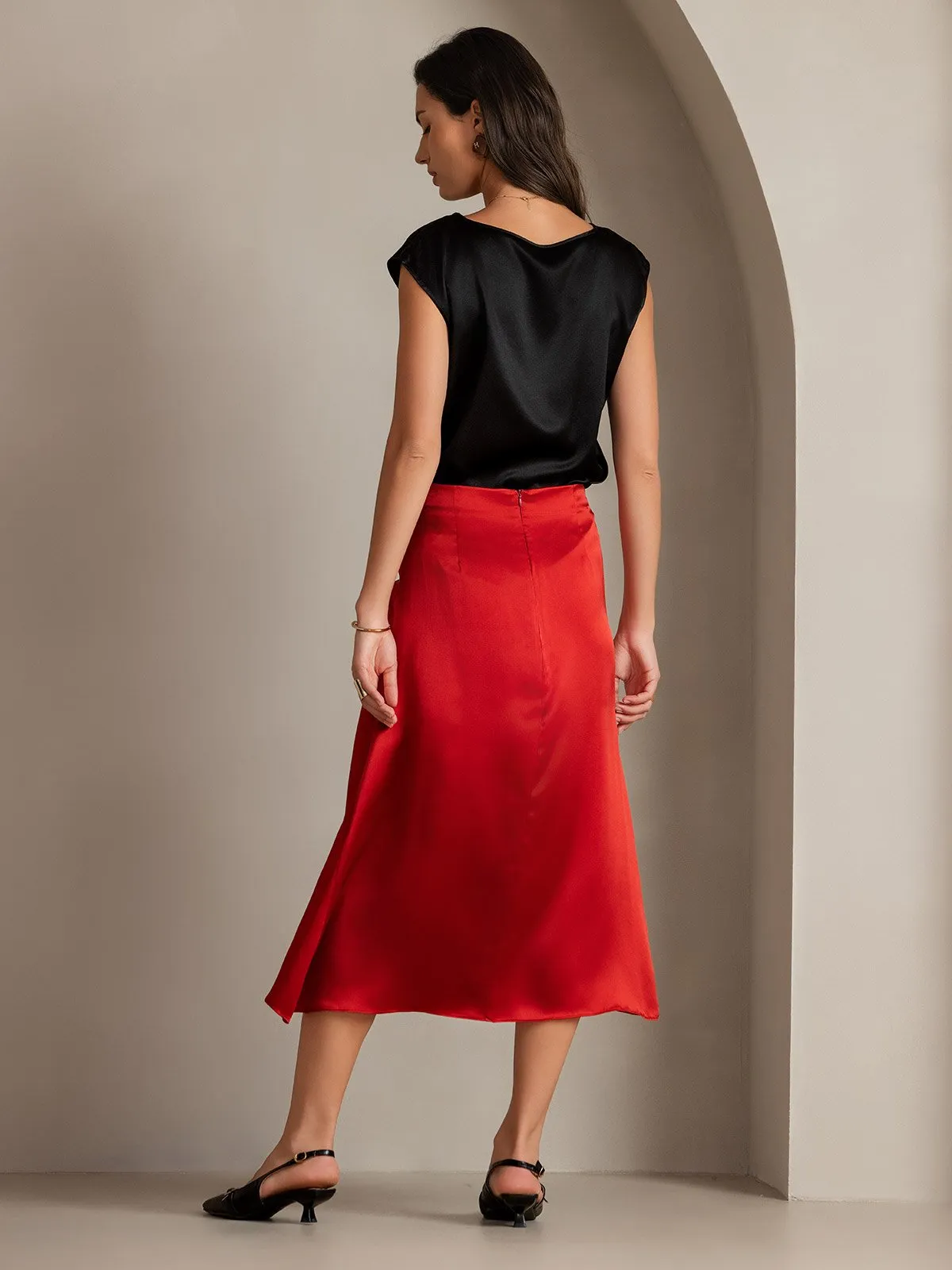 Silk Pleated High Slit Skirt sold by SilkSilky product image thumbnail 2