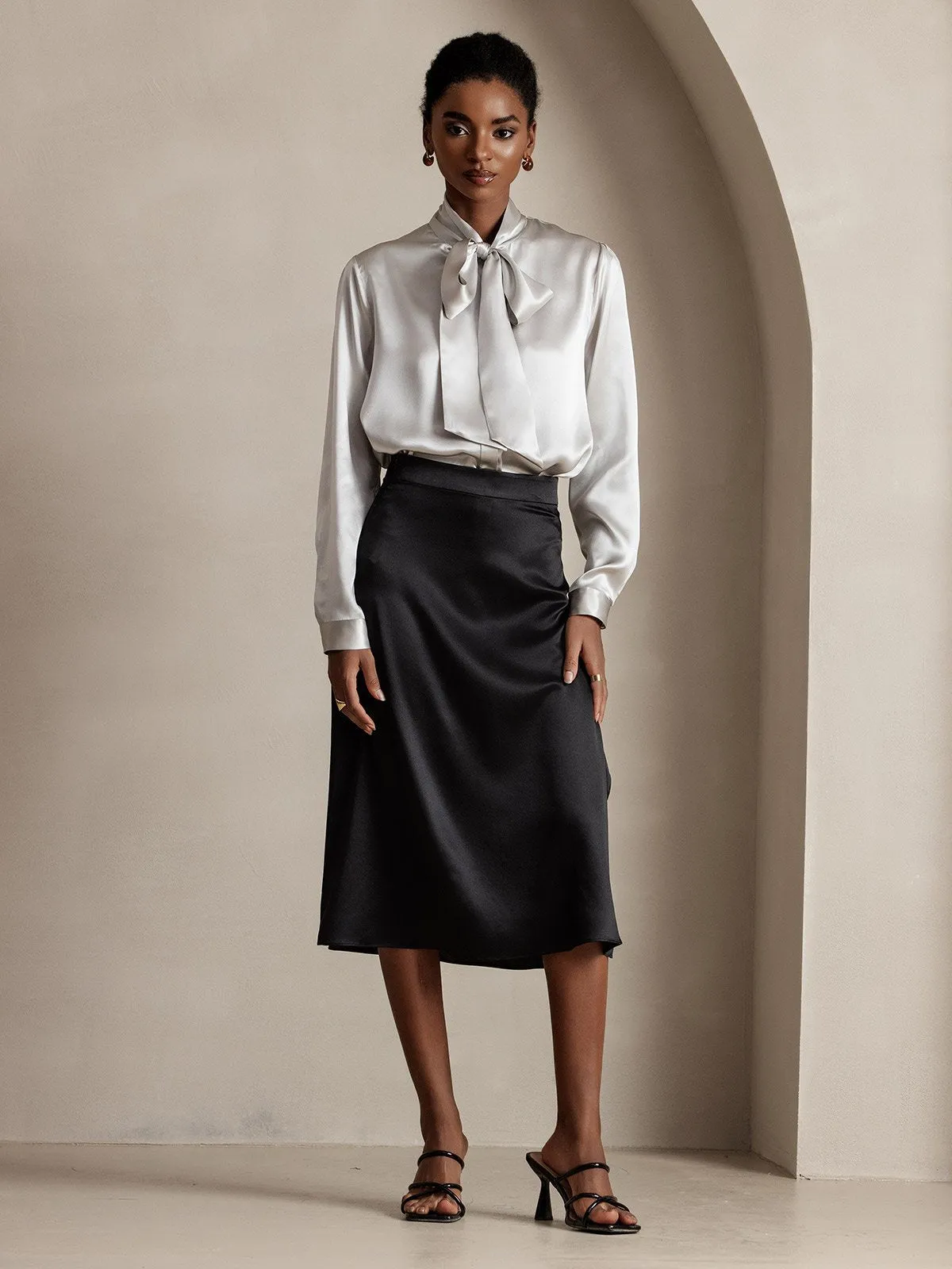 Silk Elegant Split Hem Skirt sold by SilkSilky product image thumbnail 4