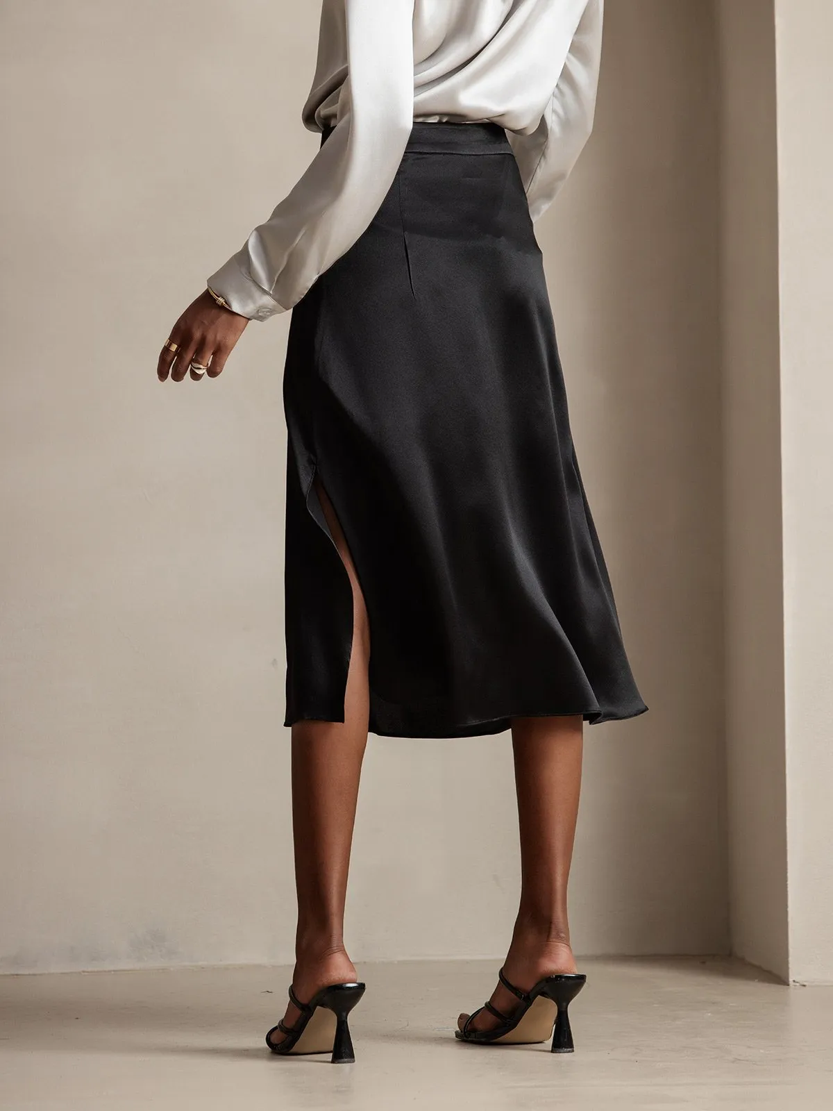 Silk Elegant Split Hem Skirt sold by SilkSilky product image thumbnail 2