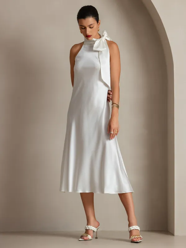 19Momme Silk Sleeveless Tie Neck Midi Dress sold by SilkSilky