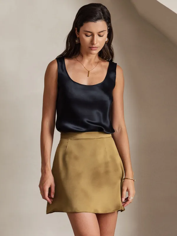 19Momme Silk Solid Color Sexy Mini skirt sold by SilkSilky