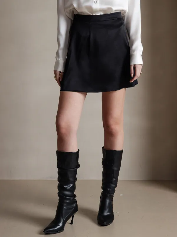 19Momme Silk A Line Mini Skirt sold by SilkSilky