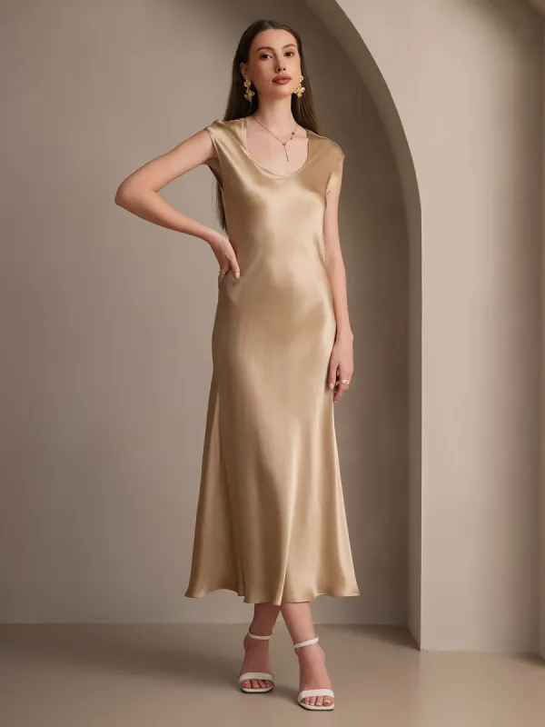 19Momme Silk U-neck Sleeveless Dress sold by SilkSilky