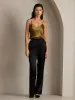 19Momme Silk High Waist Straight Fit Women's Pants with Back Elastic Waist Design sold by SilkSilky