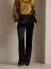 19Momme Silk High Waist Straight Fit Women's Pants with Back Elastic Waist Design sold by SilkSilky