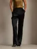 19Momme Silk High Waist Straight Fit Women's Pants with Back Elastic Waist Design sold by SilkSilky
