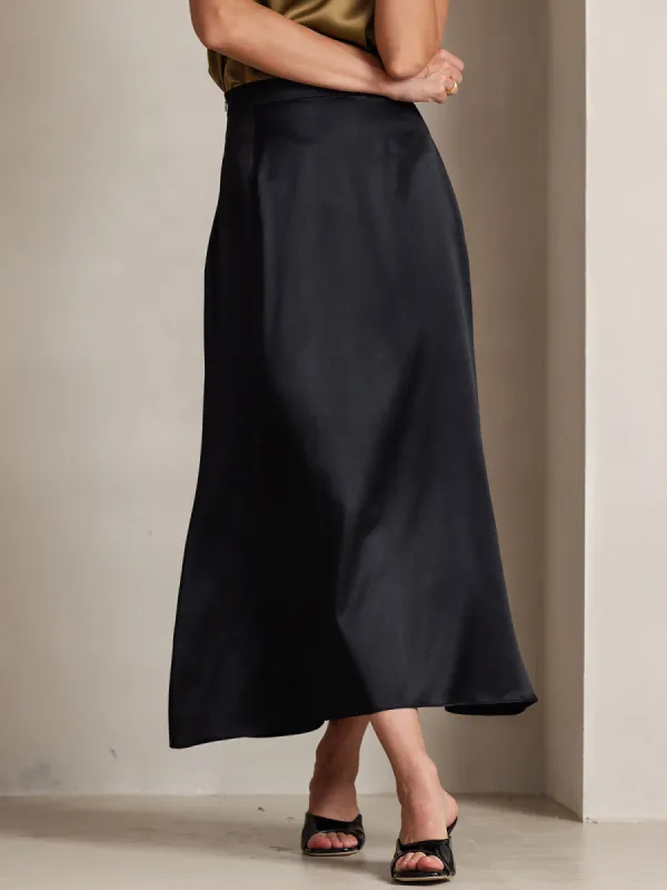 19Momme Silk Solid Color Classic Maxi Skirt sold by SilkSilky