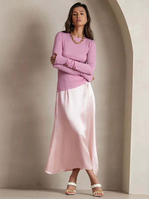 19Momme Silk A Line Maxi Skirt with Zipper Design sold by SilkSilky