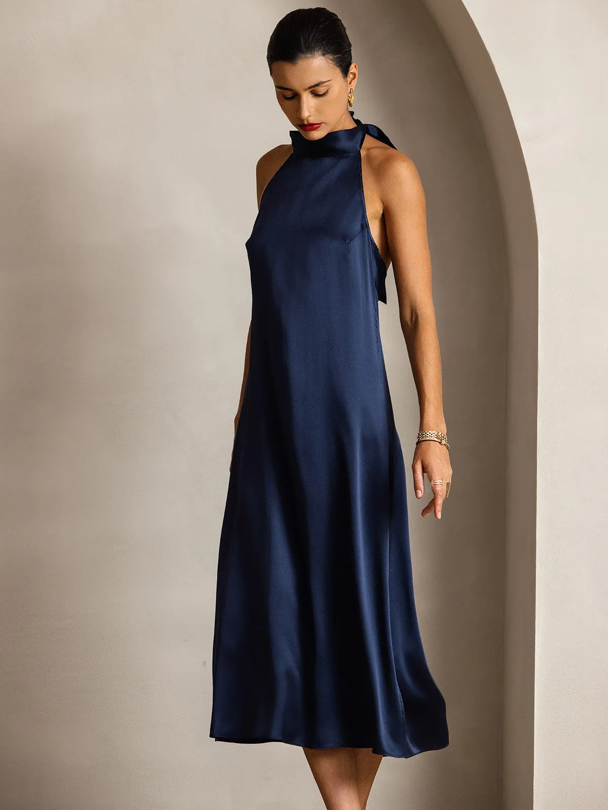 19Momme Silk Sexy Backless Long Dress sold by SilkSilky product image thumbnail 4