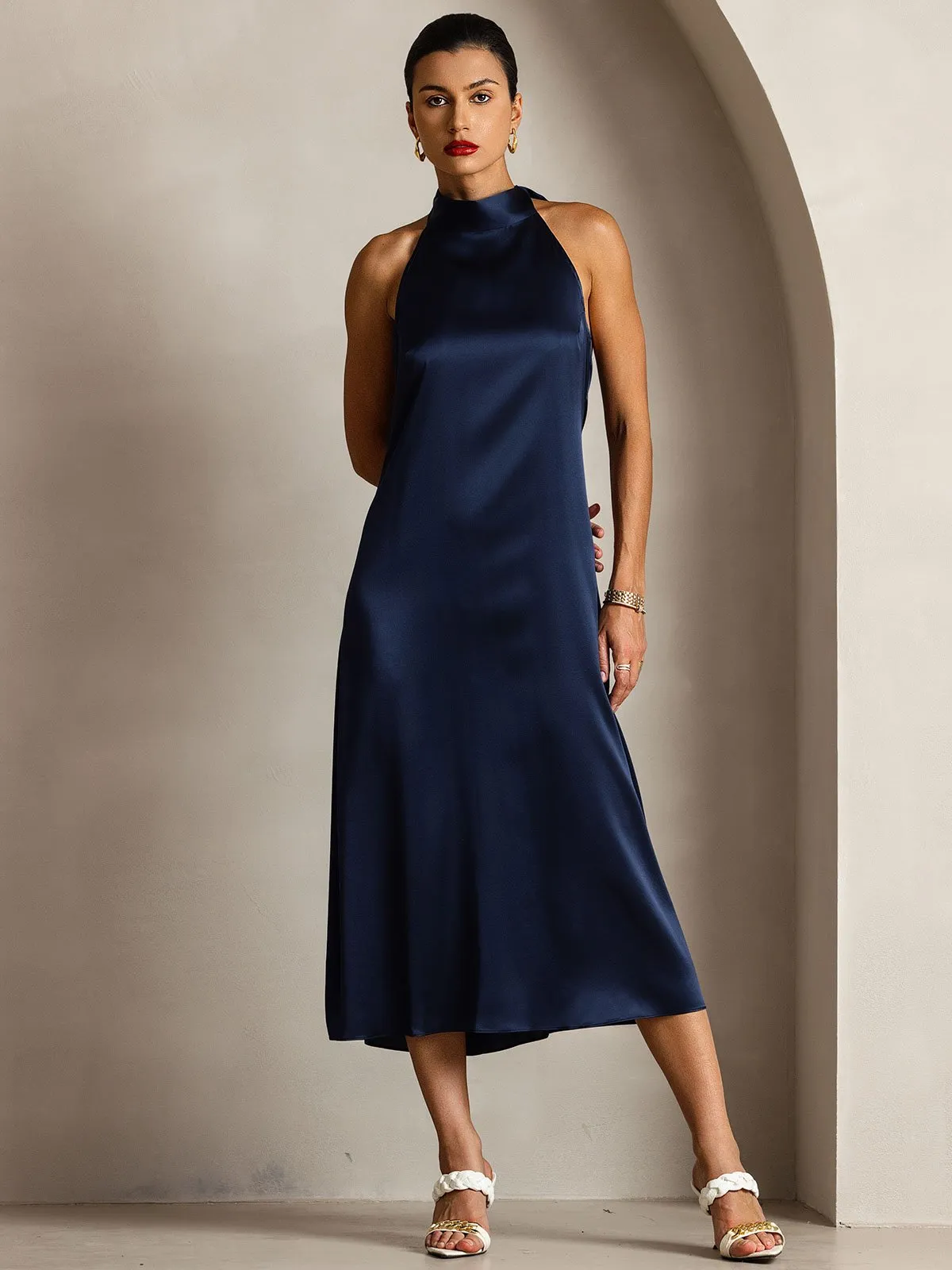 19Momme Silk Sexy Backless Long Dress sold by SilkSilky