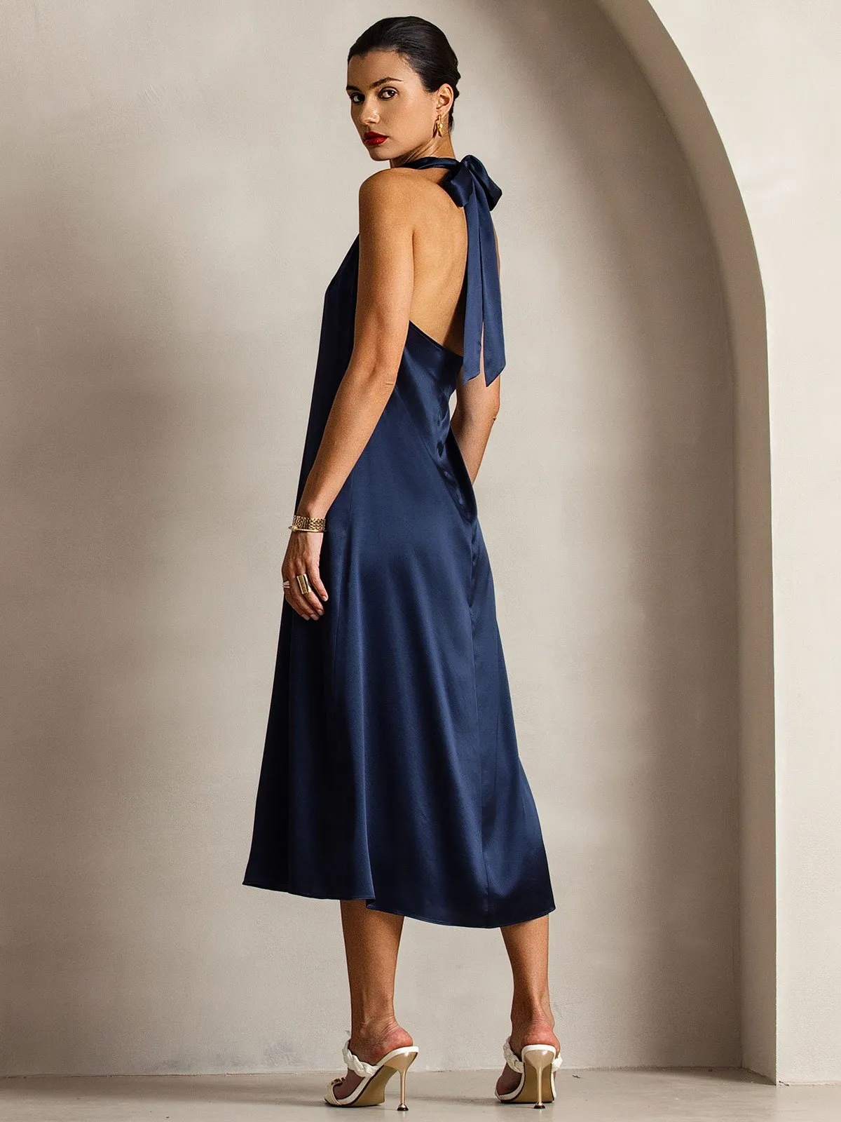 19Momme Silk Sexy Backless Long Dress sold by SilkSilky product image thumbnail 2